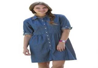 Plus Size Dress in denim with snap front  Plus Size $19.88 & Under 