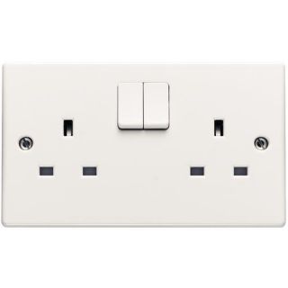 13A Slimline Switched Socket 2 Gang   Switches & Sockets   Electrical 