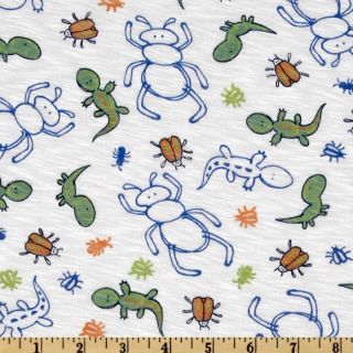 Rayon Slub Jersey Knit Critters White/Multi   Discount Designer Fabric 