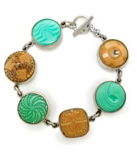 TAN AND AQUA BUTTON BRACELET   UncommonGoods