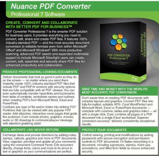 Nuance PDF Converter Professional 7 Softwar Bundle Product Details