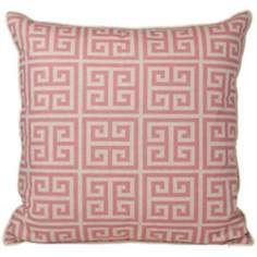Riddle 20 Square Pink Greek Key Pillow