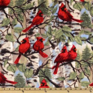 WinterFleece Red Bird   Discount Designer Fabric   Fabric