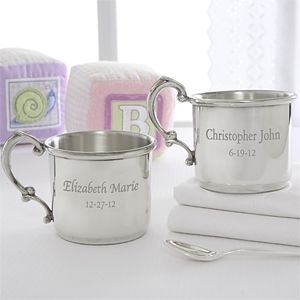 Personalized Heirloom Pewter Baby Cup   6884