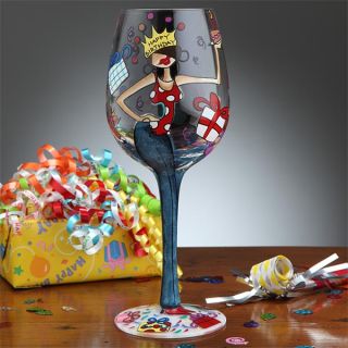 7558   Happy Birthday Hand Painted Wine Glass   Front