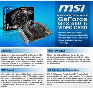 Buy the MSI GeForce Cyclone OverClocked GTX 550 Ti 1GB  