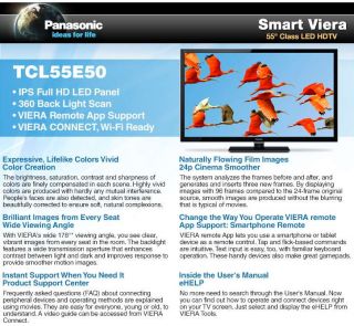 Buy the Panasonic TCL55E50 55 1080p 120Hz Apps LED HDTV  