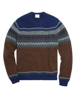 Shetland Yoke Crewneck Sweater   Brooks Brothers