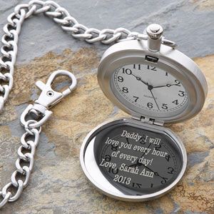 Personalized Silver Pocket Watch With Engraved Monogram   1157
