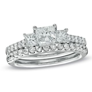 CT. T.W. Princess Cut Celebration Diamond® Three Stone Ring in 
