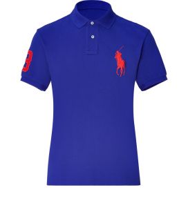 Polo Ralph Lauren Blue Dolphin Solid Weathered Mesh Slim Fit Polo 