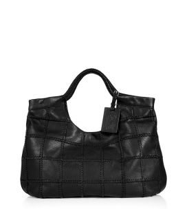 Ralph Lauren Collection Black Leather Laced Patchwork Double Handle 