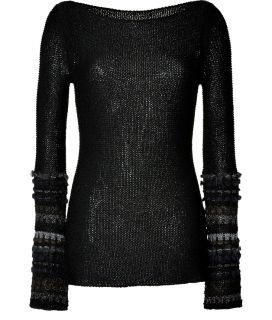 Donna Karan Black Open Knit Pullover  Damen  Strick  