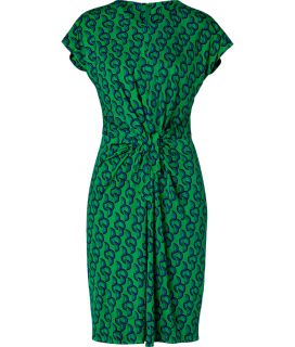 Issa Green/Royal Printed Tie Front Silk Jersey Dress  Damen  Kleider 