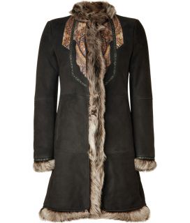 Etro Dark Chocolate Patchwork Detailed Lambskin Coat  Damen  Mäntel 