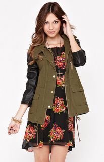 Sound & Matter Leather Sleeved Anorack Jacket at PacSun