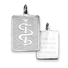 Rectangular Medical Notification Pendant in Sterling Silver (4 Lines 