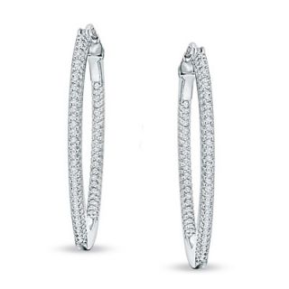 CT. T.W. Diamond Medium Inside Out Hoop Earrings in Sterling 