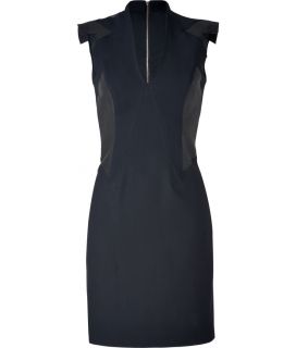 Helmut Lang Tonal Black Deconstructed Leather Trimmed Dress  Damen 