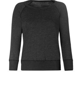 James Perse Black Melange Vintage Sweatshirt  Damen  Sportswear 