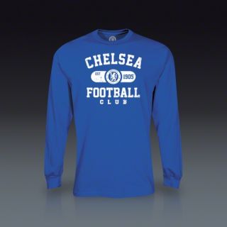 Chelsea Football Club Distressed Long Sleeve T Shirt  SOCCER