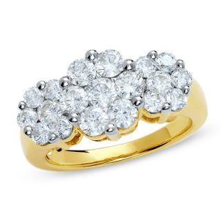 CTW. Diamond Three Stone Flower Ring in 14K Gold   Rings   Zales