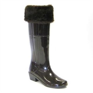Favolla Brown Alaska Faux Fur Cuff Wellington Boots 3cm Heel