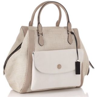 Pauric Sweeney Cream Madame Weave/Pinstripe Leather Handbag