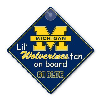 University of Michigan Wolverines Car Window Baby on Board Sign Infant