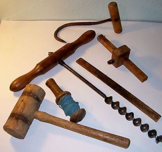 Wood Working Tools From c1908 Chest 1 In Auger Drill Mallet Marking 