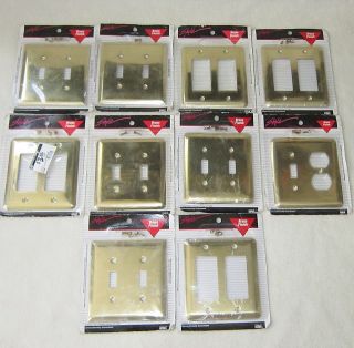   Lot Of 10 NEW Style Brass Finish Wall Outlet Switch Plates Alloy Steel