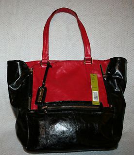 NEW Gianni Bini ~ Anita tote Red & Black 6 zippers NWT $109
