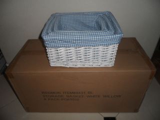  Case 12 Pcs White Wicker Nesting Baskets Storage Gift Baby Christmas