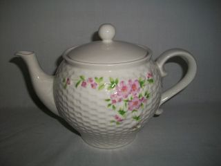 TELEFLORA GIFT TEAPOT VINTAGE 1985 WITH PINK FLOWERS