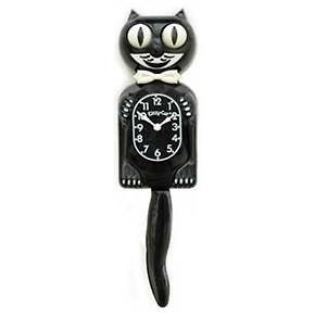 Animated Black & White Kit Kat Pendulum Cat Wall Clock