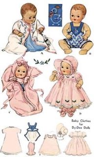 Vintage Baby Doll Clothes Pattern 513 ~ sizes 13 or 20 ~ Dy Dee 