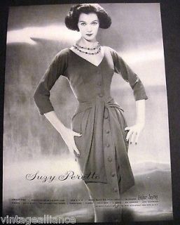 Vintage 1957 Lovely Glamour Girl in Suzy Perette Dress Fashion 50s 