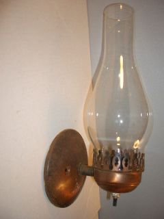   Copper Metal Colonial Wall Sconce Hurricane Lamp Light Glass Globe
