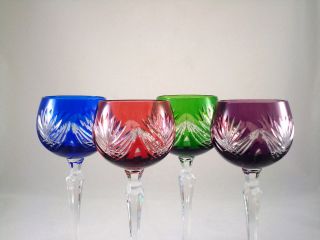 colored crystal wine glasses in Art Glass