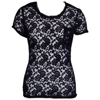 Almost Famous Black Lace Short Sleeve Top