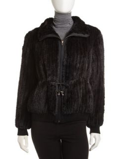 Ranch Dyed Knit Mink Zip Jacket with Wool, Cashmere Trim   Last Call 
