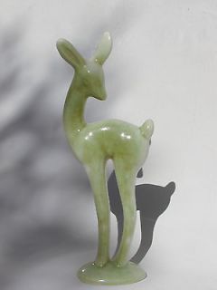 Vintage Ceramic La Mirada Deer Figurine in Chartreuse Green Glaze