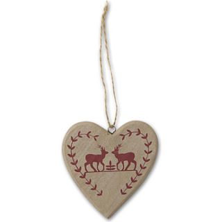 Natural wooden heart with Reindeers   GISELA GRAHAM  selfridges