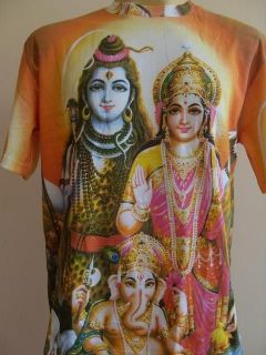 Shiva family Shiva Parvati Ganesh Men T Shirt OM Hindu India XL K03