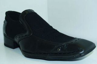 Italian Style Mens Black Leather Dress Size 7.5 13
