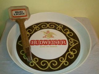 Vintage Budweiser Tray and Bud Light Tap