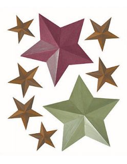   Stars Wallies Peel & Stick Green Gold Burgundy Star Stickers Decals