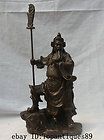   Chinese Fengshui Bronze Stand Dragon Warrior Guan Gong & Yu God Statue