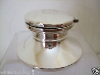 VINTAGE HALLMARKED SILVER INKWELL WITH LINER HM 1986 INITIALS R D W