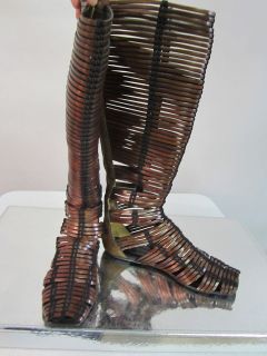   Morrison Womens Knee High Gladiator Flat Sandals Brown 7 M US